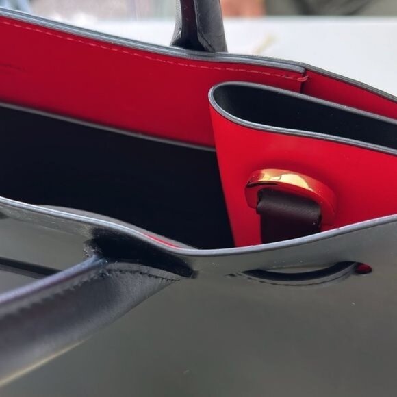 Mansur Gavriel Black RED Flamma Interior Lining Vegetable Tanned Leather Sun Bag - Picture 8 of 12